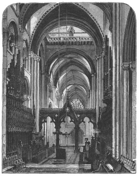 THE CHOIR, LOOKING WEST, DURHAM CATHEDRAL.